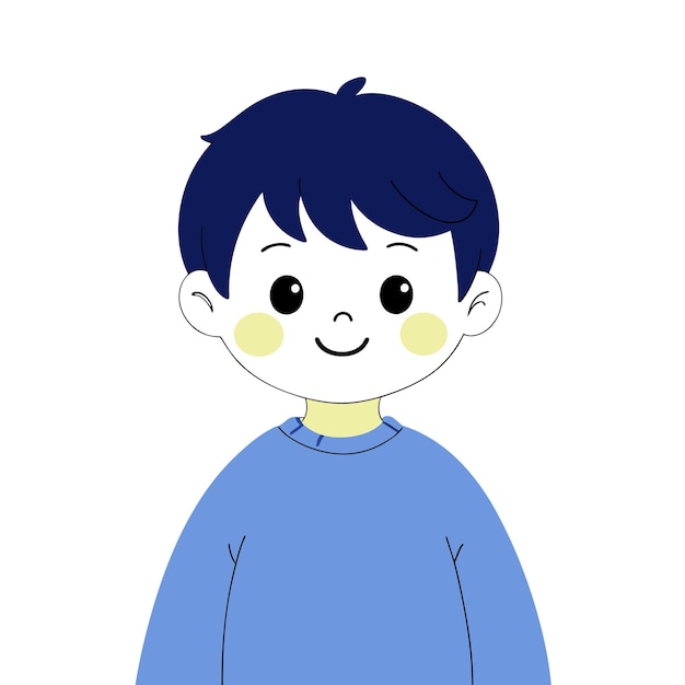 un dibujo de un niño con una camisa azul que dice la palabra cita en él