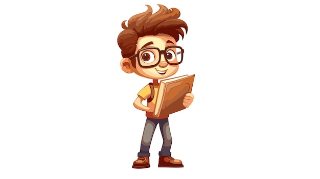 Dibujo de un niño con gafas sobre un fondo blanco Personaje de dibujos animados de dibujo vectorial