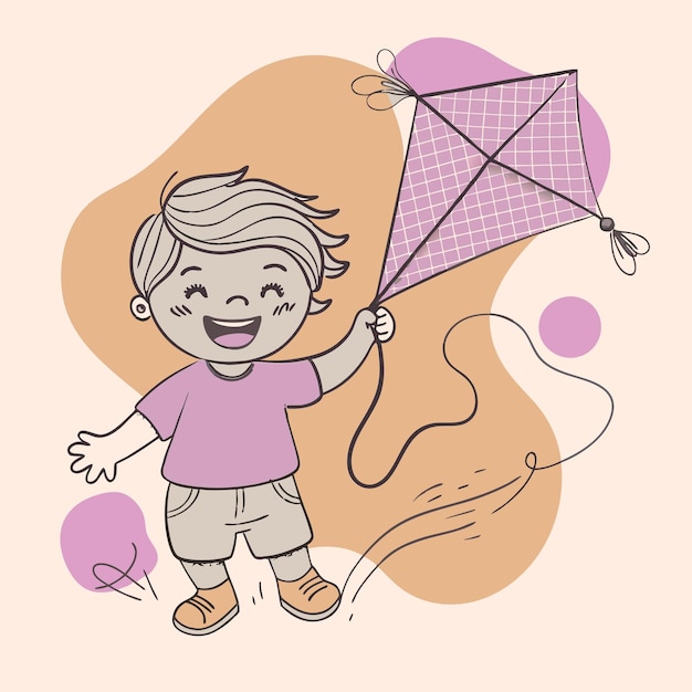 un dibujo de un niño pequeño con una cometa que dice una cita de un dibujo