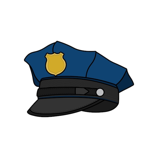 Vector dibujo de niños ilustración vectorial sombrero de policía gorro de oficial de ley dibujos animados planos aislados