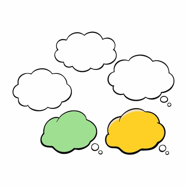 un dibujo de una nube con burbujas de habla y una burbuja en el medio