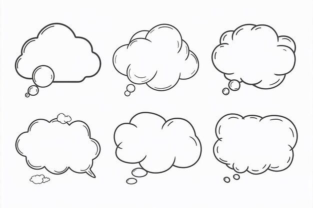 Vector un dibujo de una nube con diferentes formas