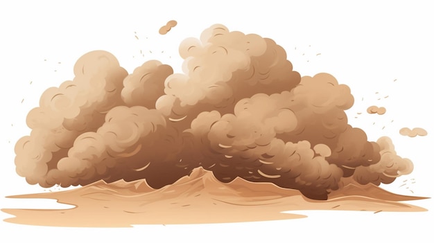 Vector un dibujo de una nube con un fondo marrón y un suelo marrón