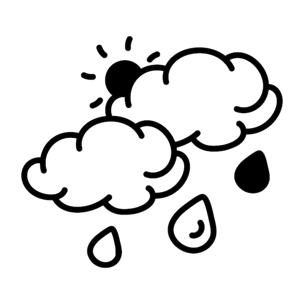 Vector un dibujo de una nube y una gota de lluvia.