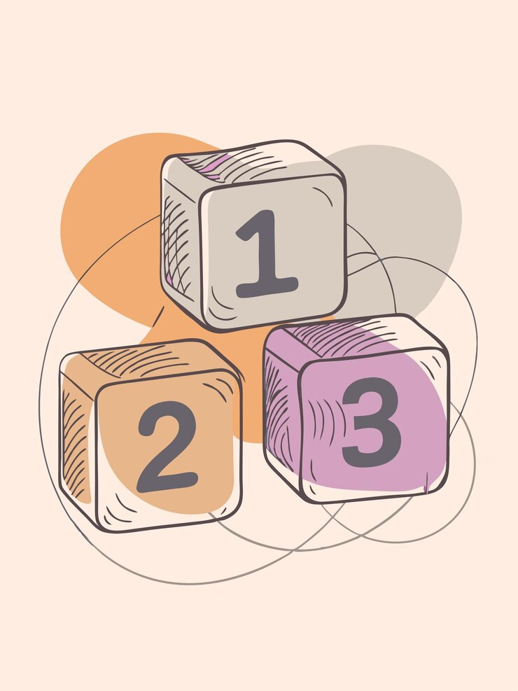 Vector un dibujo de un número 2 y un cubo con el número 2 en él