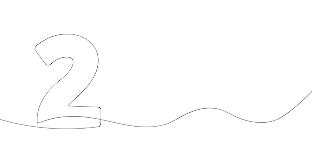 Un dibujo número dos en una línea icono vectorial número dos ilustración vectorial