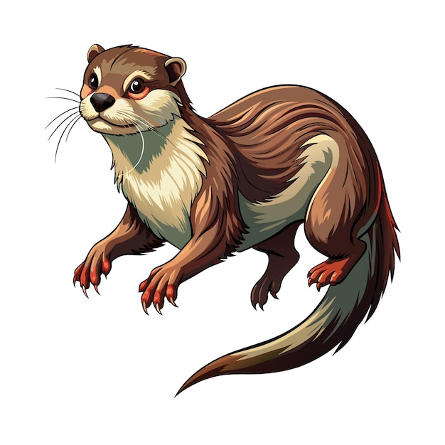 El dibujo de la nutria en una superficie blanca pura