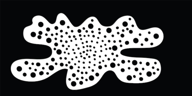 un dibujo de un objeto blanco y negro con puntos negros
