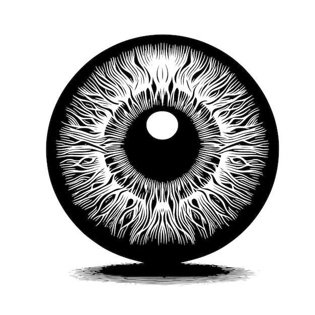 un dibujo de un ojo humano con un fondo blanco y negro