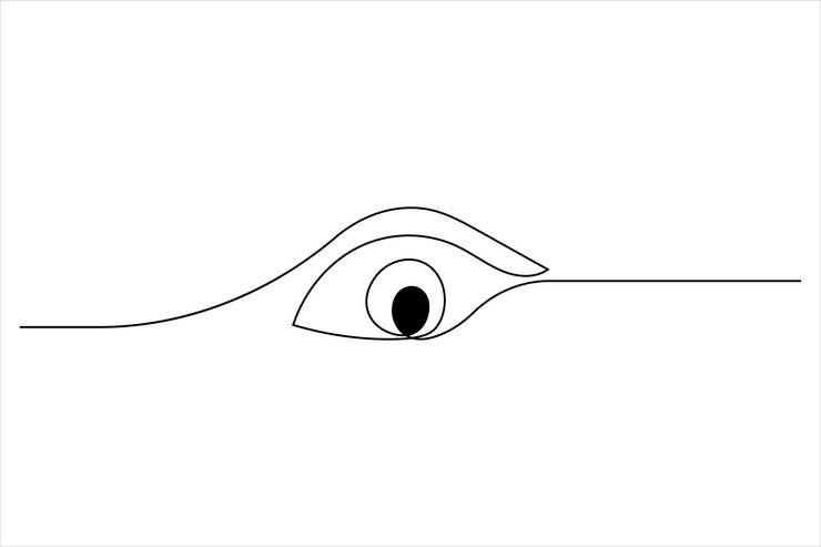 Vector dibujo de un ojo humano de una línea y icono de ilustración vectorial de contorno continuo aislado