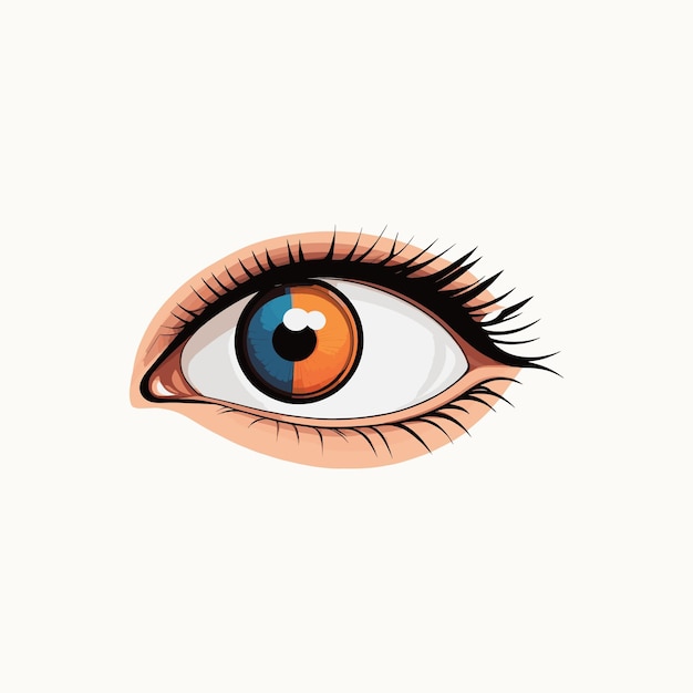 Vector un dibujo de un ojo con un ojo azul y naranja