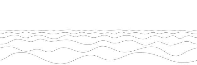Dibujo de olas en el mar con un borde sin costuras aislado sobre un fondo blanco