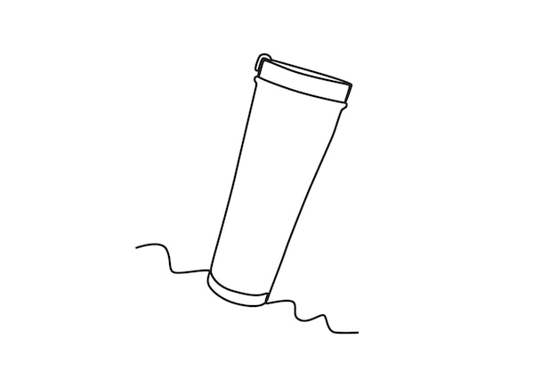 Vector un dibujo oneline de vaso de botella para beber