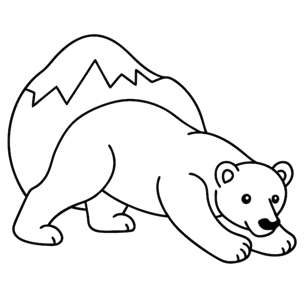 un dibujo de un oso con una montaña en él