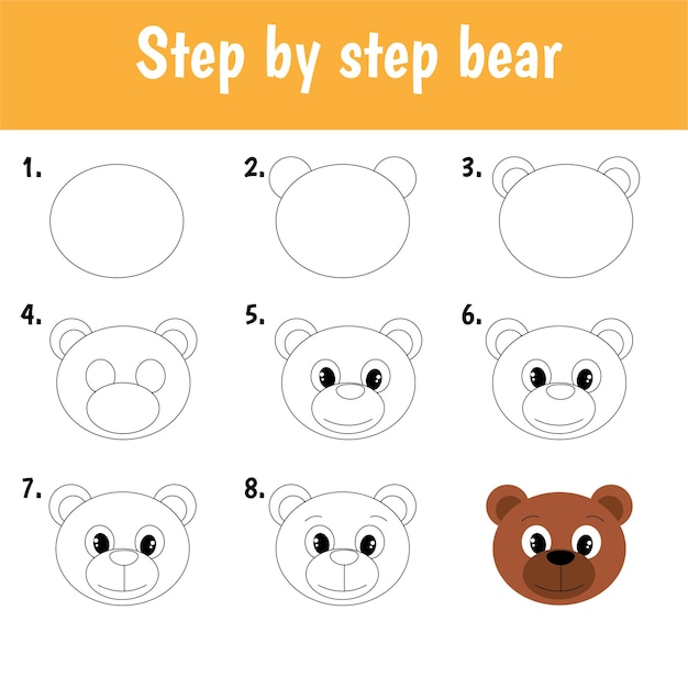 Dibujo de oso paso a paso para niños