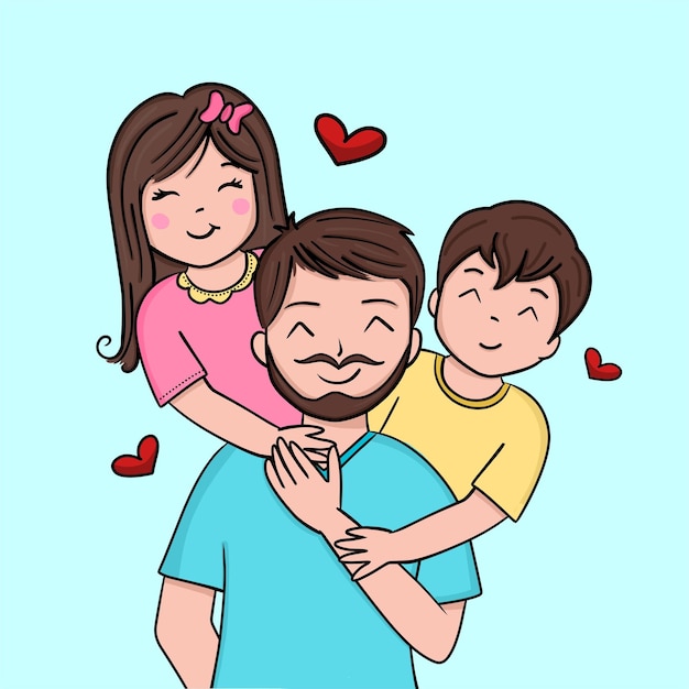 Vector dibujo padre e hijos