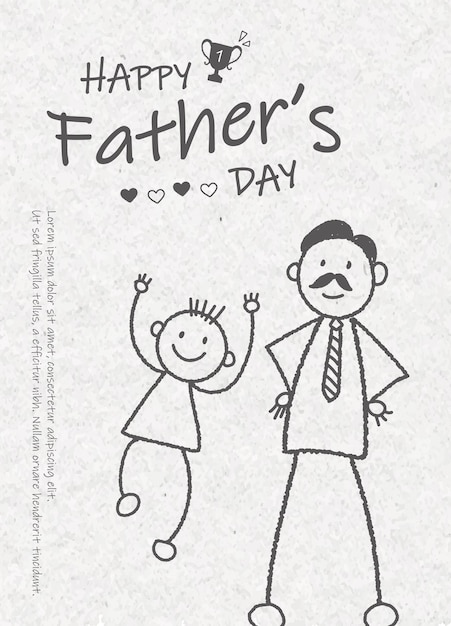 Vector un dibujo de un padre y una hija con las palabras feliz día del padre.