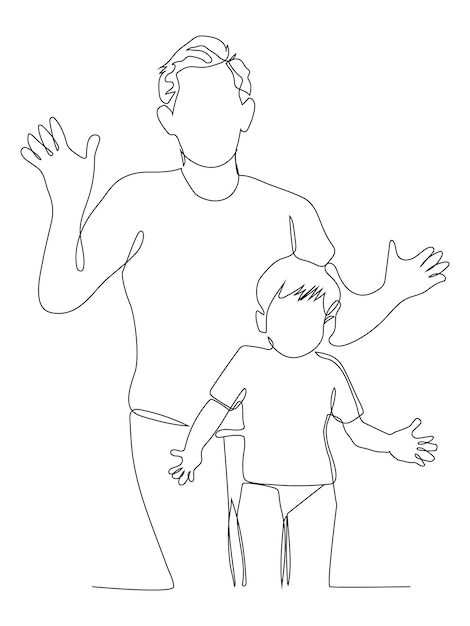 un dibujo de un padre y un hijo con las palabras padre en la parte inferior