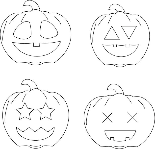 Un dibujo de página para colorear de una calabaza de Halloween Jack O Lantern ilustración vectorial boceto a mano alzada