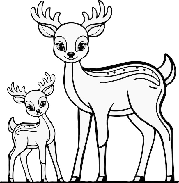 Vector el dibujo de la página de colorear de cute deer