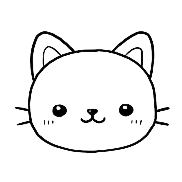 Dibujo de página para colorear de garabato kawaii lindo animal de dibujos animados de gato