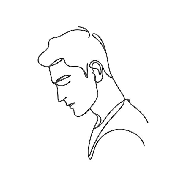 Un dibujo de página de colorear minimalista de rostro masculino