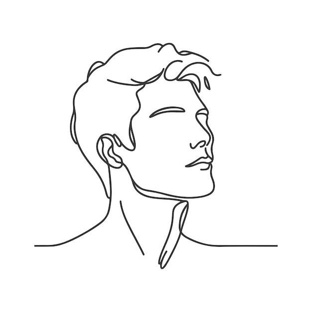 Un dibujo de página de colorear minimalista de rostro masculino