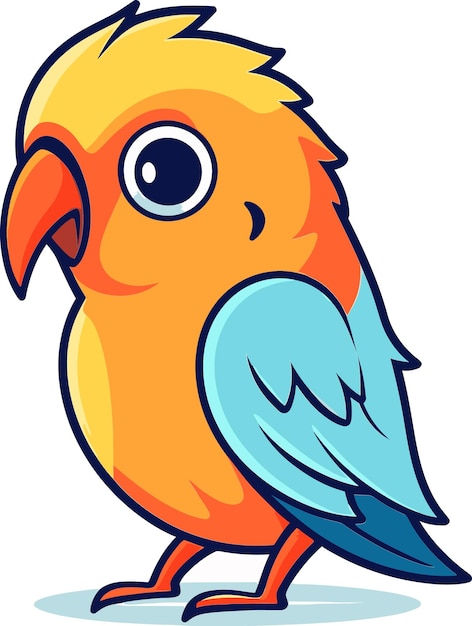 un dibujo de un pájaro amarillo y azul con un pico azul