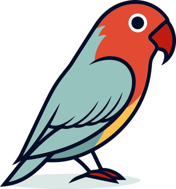 un dibujo de un pájaro con una cara azul y roja