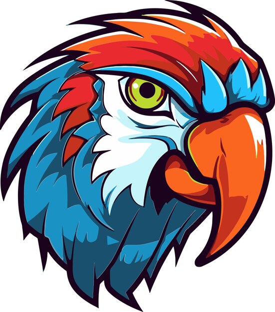 un dibujo de un pájaro colorido con un pico rojo y azul
