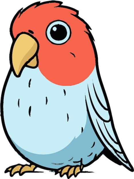 un dibujo de un pájaro rojo y azul con un pico rojo