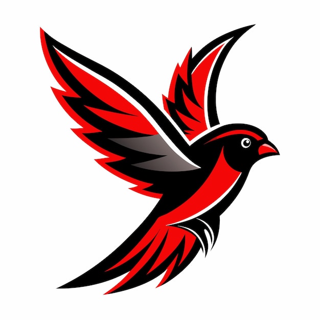 un dibujo de un pájaro rojo con un pico rojo que dice pájaro