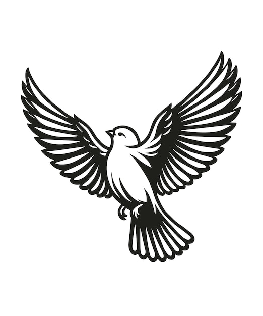 dibujo de pájaro volador dibujado a mano sobre un fondo blanco