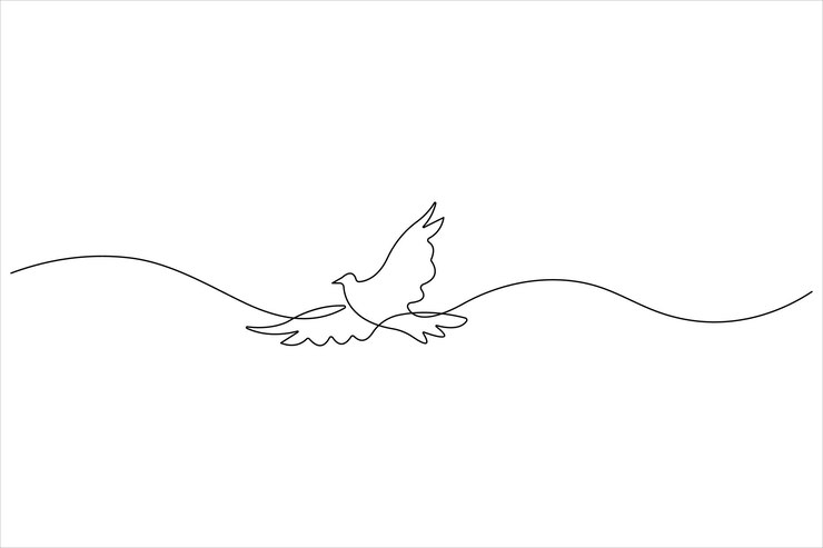 Vector un dibujo de un pájaro volando sobre una línea que dice quot pájaro quot