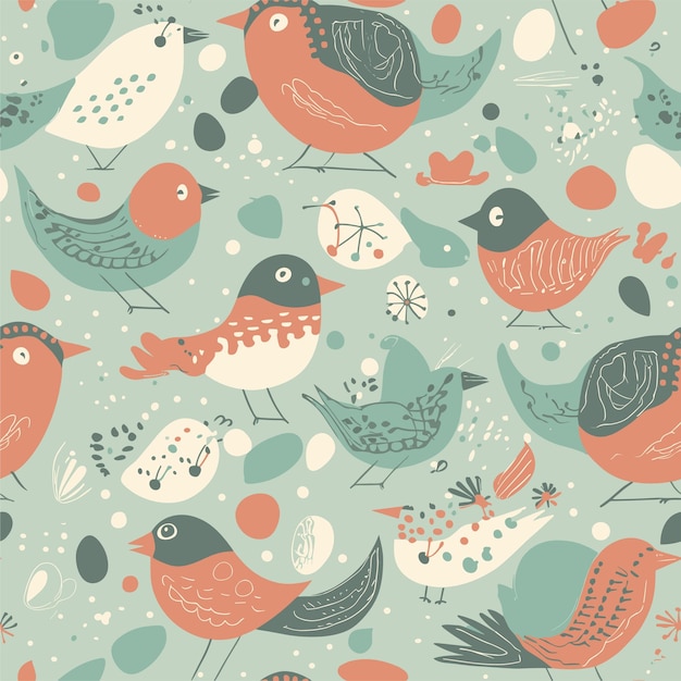 Vector un dibujo de pájaros lindos de fondo vintage