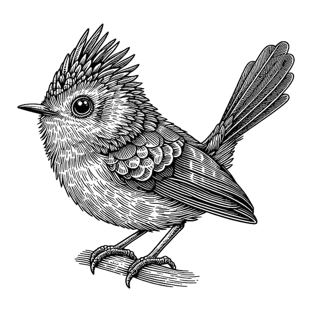 Vector dibujo de pájaros a mano dibujo lineal y arte grabado