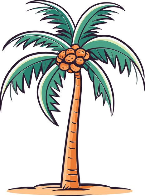 un dibujo de una palmera con una palmera verde en ella