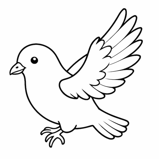 Dibujo de paloma alegre para niños para colorear libros.