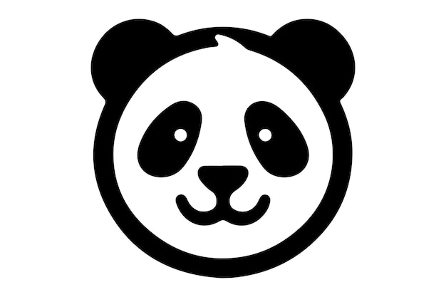 un dibujo de panda negro y blanco con una cara negra y blanca