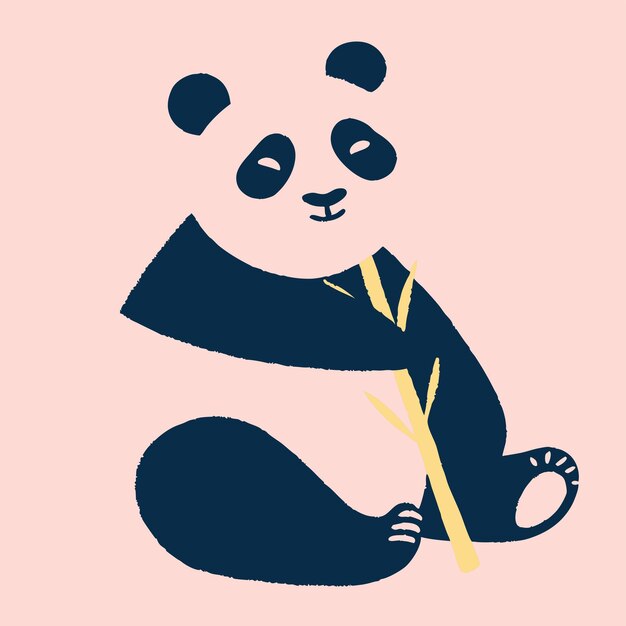 un dibujo de un panda sosteniendo un palo de bambú