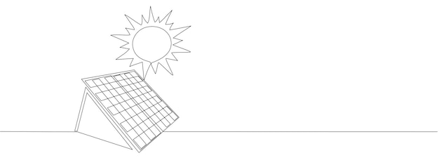 Dibujo de panel solar con un vector de concepto de energía solar renovable de línea continua editable