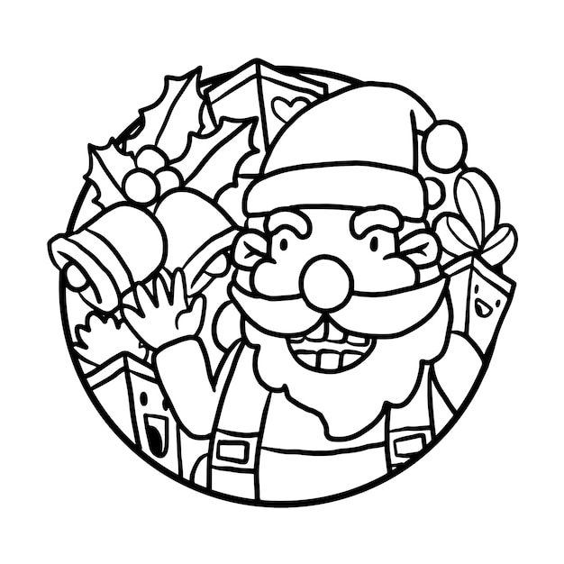 Dibujo de papá noel doodle para colorear