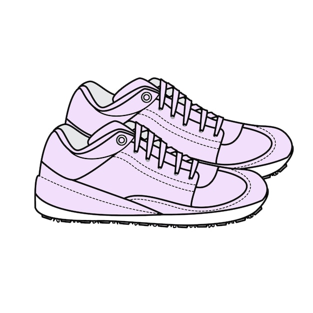 un dibujo de un par de zapatillas de deporte con un contorno negro