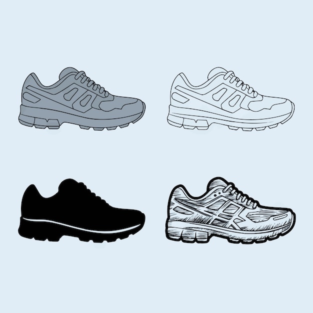 un dibujo de un par de zapatillas de deporte con el número 5 en la parte inferior
