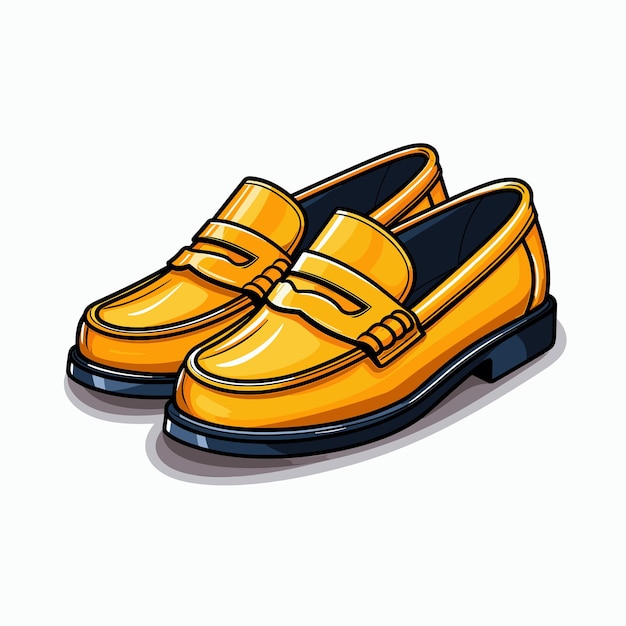 Vector un dibujo de un par de zapatos con un lazo amarillo.
