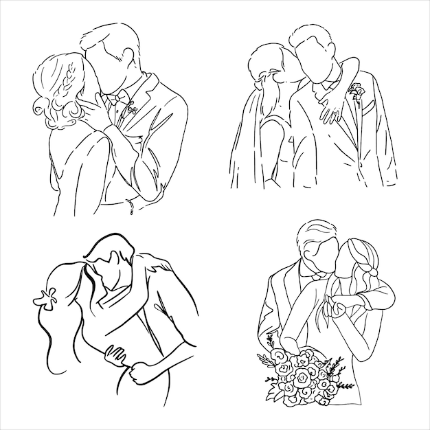 un dibujo de una pareja abrazándose y besándose