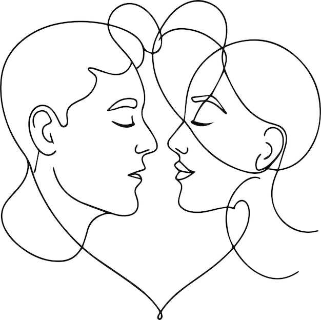 un dibujo de una pareja con un corazón detrás de ellos