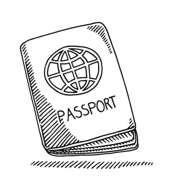 Un dibujo de un pasaporte con una imagen de un globo terrestre en él