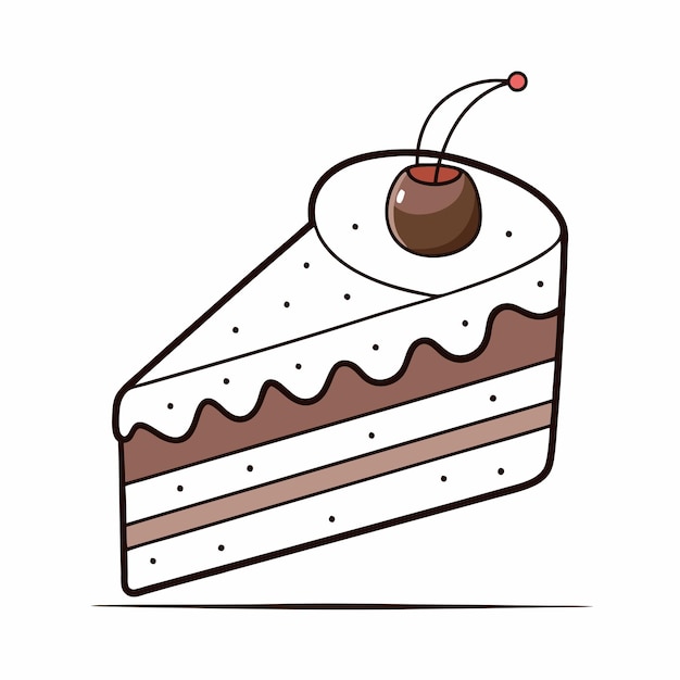 un dibujo de un pastel con una cereza en la parte superior