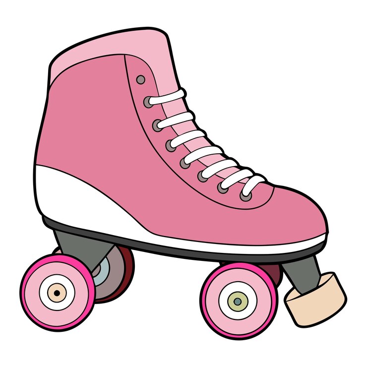 Vector un dibujo de una patineta rosa con un zapato rosa en él